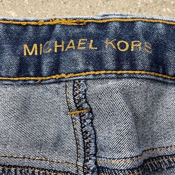 Michael Kors Medium Blue Wash Gold Button Logo Accent Skinny Denim Jeans size 14 - Picture 14 of 15